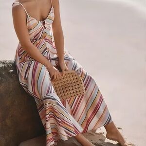NWT Anthropologie Striped Open Back Sleeveless Maxi Dress